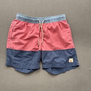 Faherty Swim Shorts Mens Large Pink Blue Colorblock Trunks Lined Drawstring